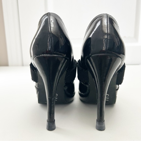 Sam & Libby Mary Jane Platform Heels Black Patent Faux Leather Size 8 - Picture 7 of 15